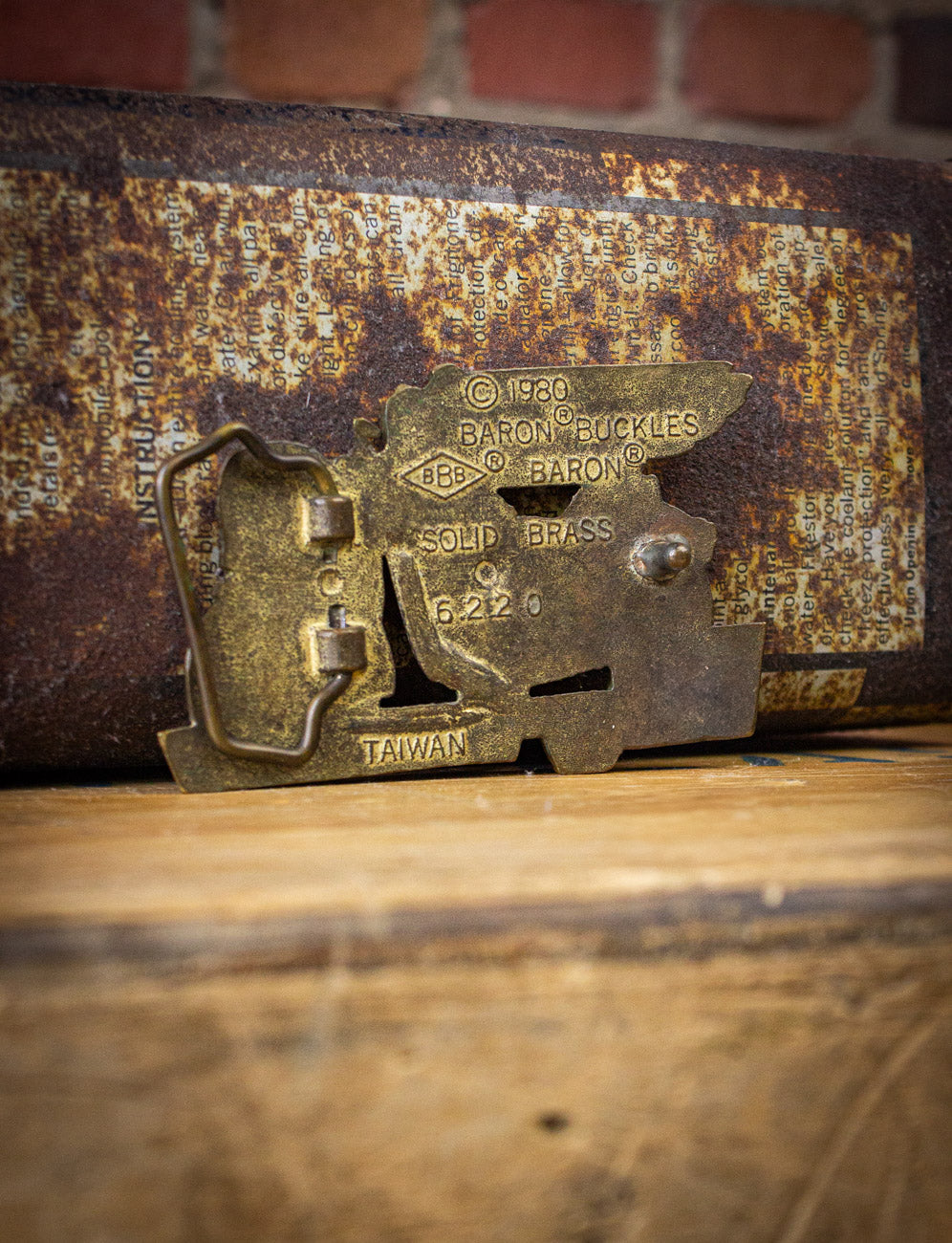 Vintage Harley Davidson Winged Skull Brass Belt Buckle 1980