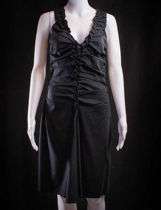 Prada Black Ruched Sleeveless Dress XS