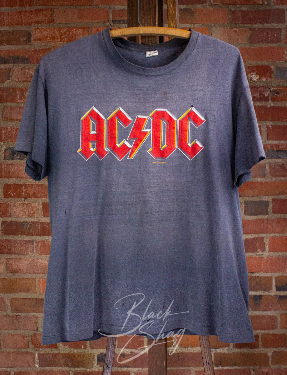 AC/DC ヴィンテージTシャツ　Lサイズ Vintage AC/DC Logo Concert T Shirt 1979 Black Large – Black Shag