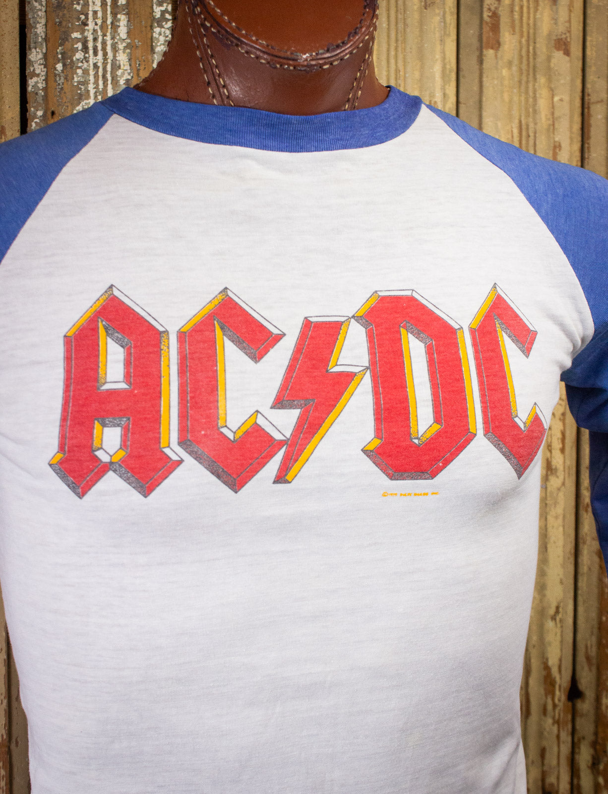 Vintage AC/DC Back In Black Raglan Concert T Shirt 1980 Medium