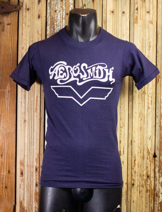 Vintage Aerosmith Logo Concert T Shirt 70s Blue XS