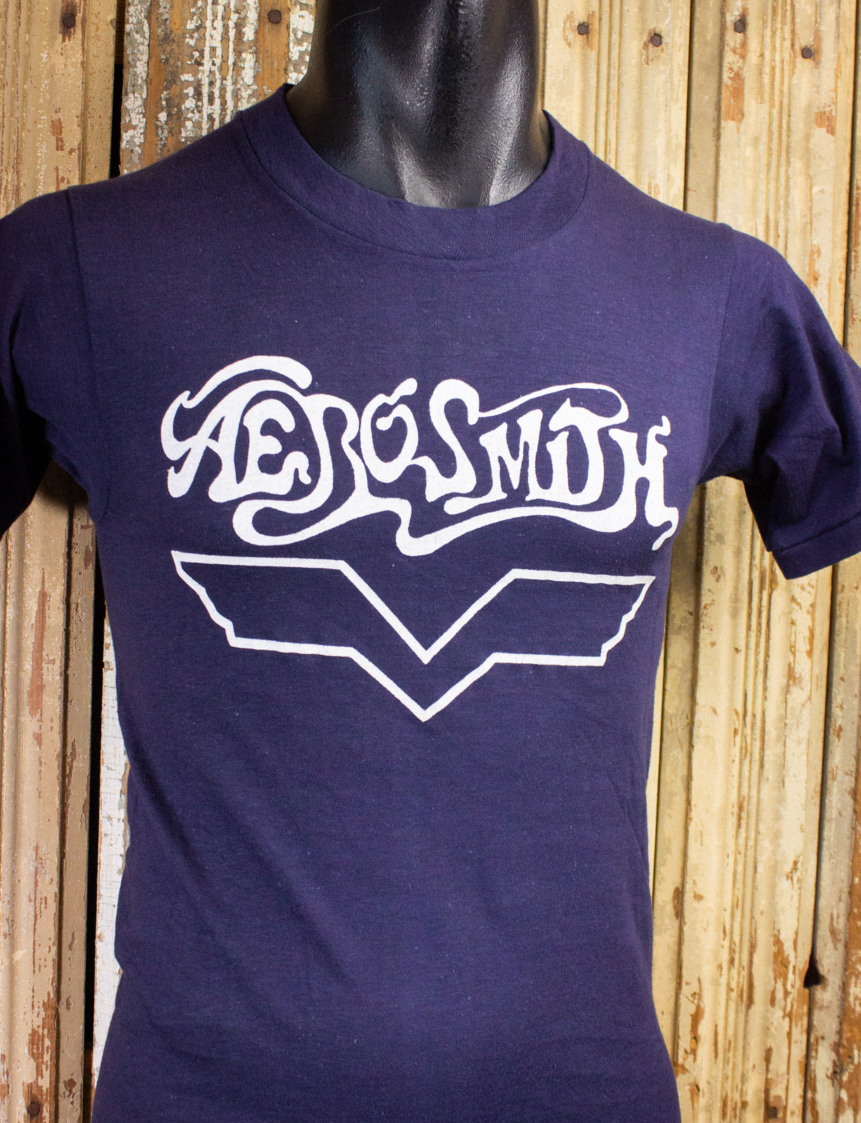 Vintage Aerosmith Logo Concert T Shirt 70s Blue XS