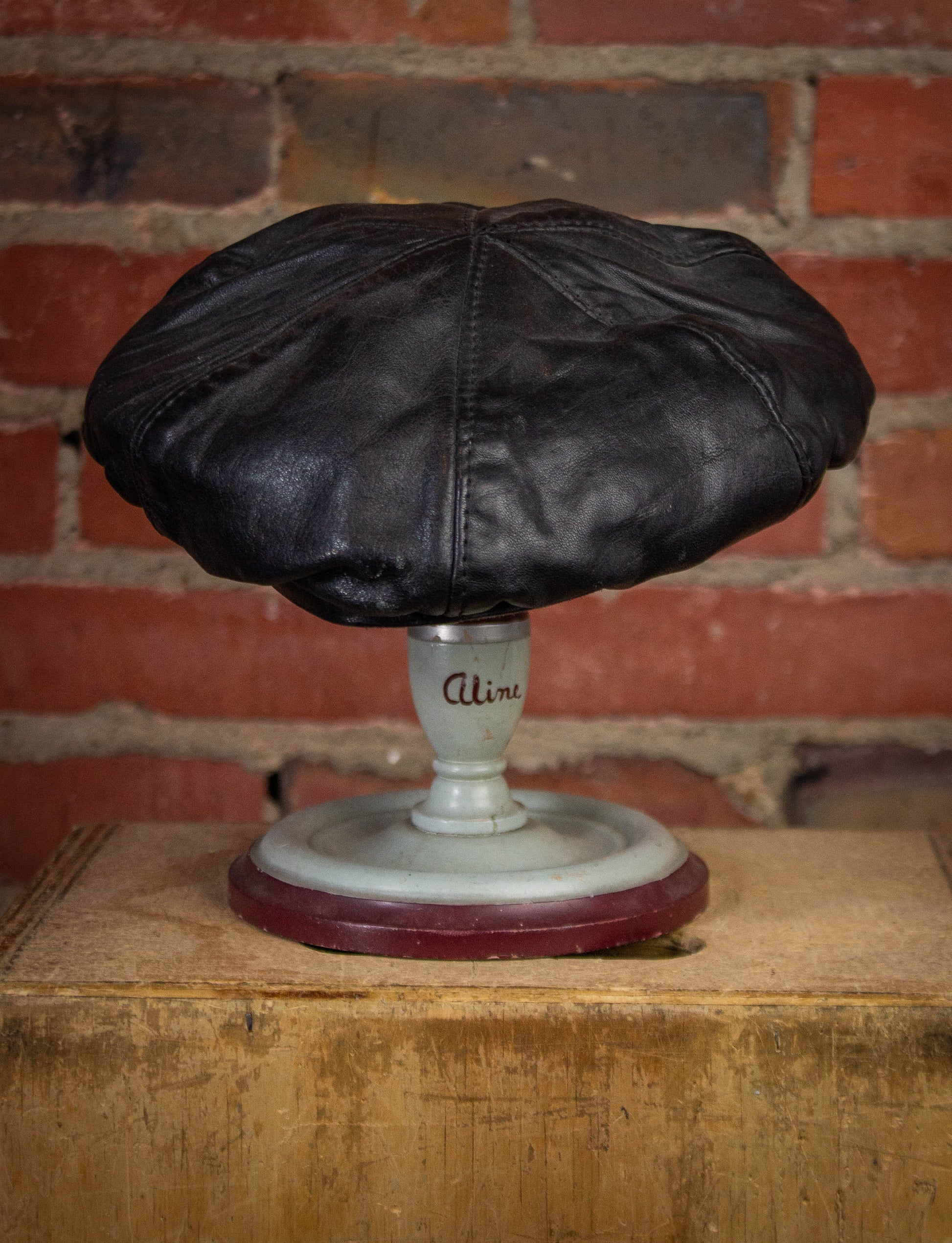 Vintage Harley Davidson Airbrushed Leather Biker Hat Small