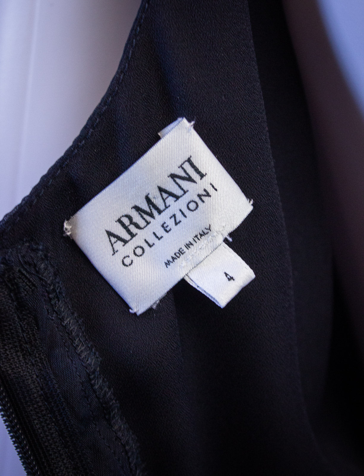 Vintage Armani Black Sleeveless Ruffle Dress XS