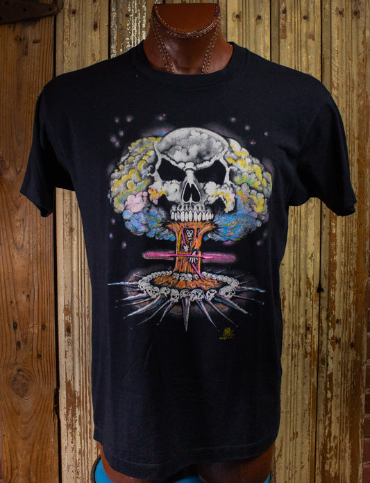 Vintage Atomic Skull Graphic T Shirt Black Large