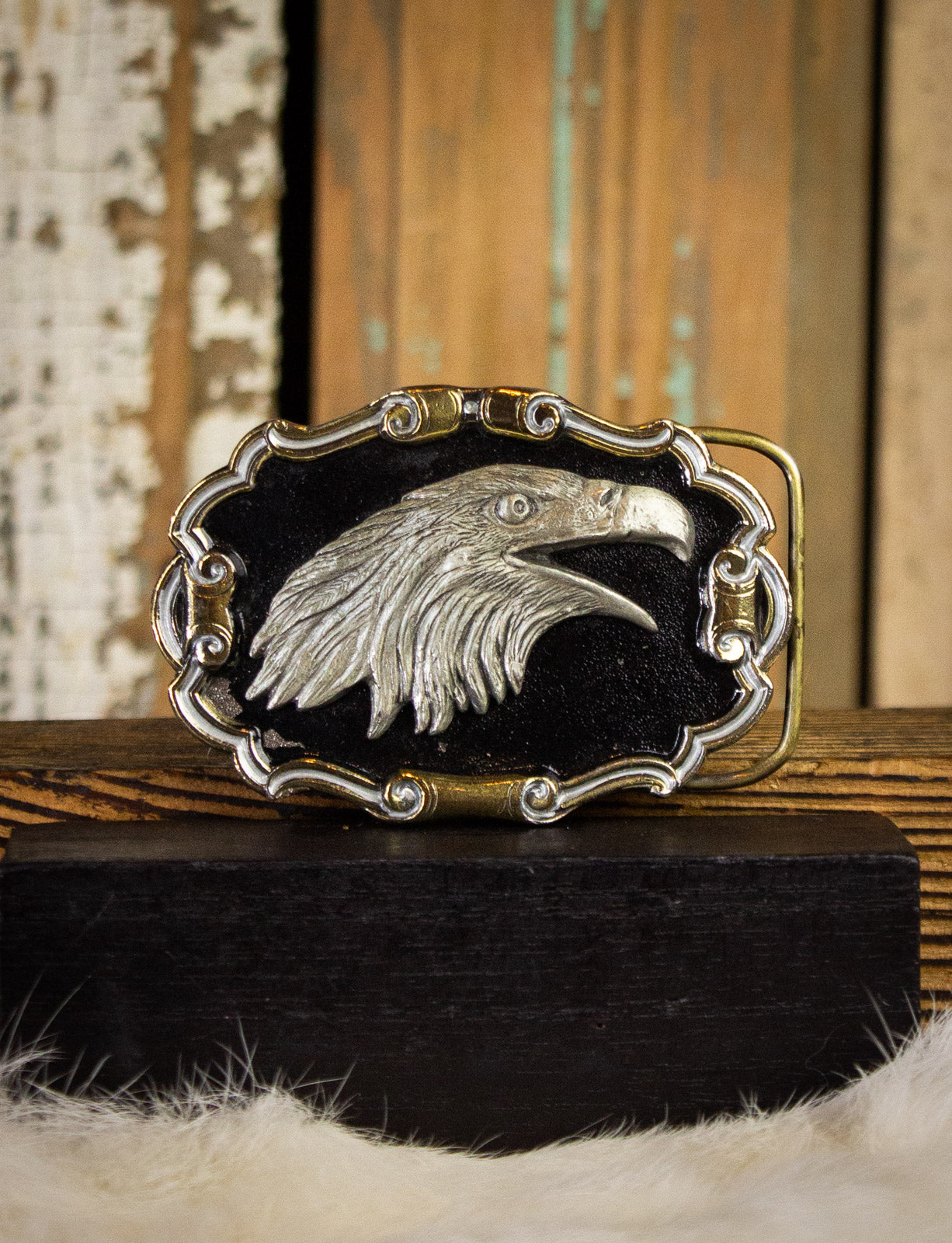 Vintage Bald Eagle Brass Belt Buckle – Black Shag Vintage