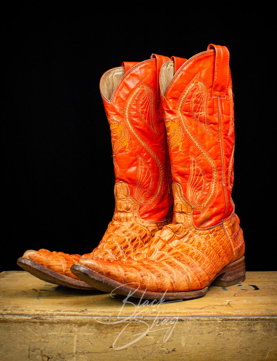 Authentic orange alligator, cowboy boots Crocodile Print Western Boots J-Toe Buttercup main image 4
