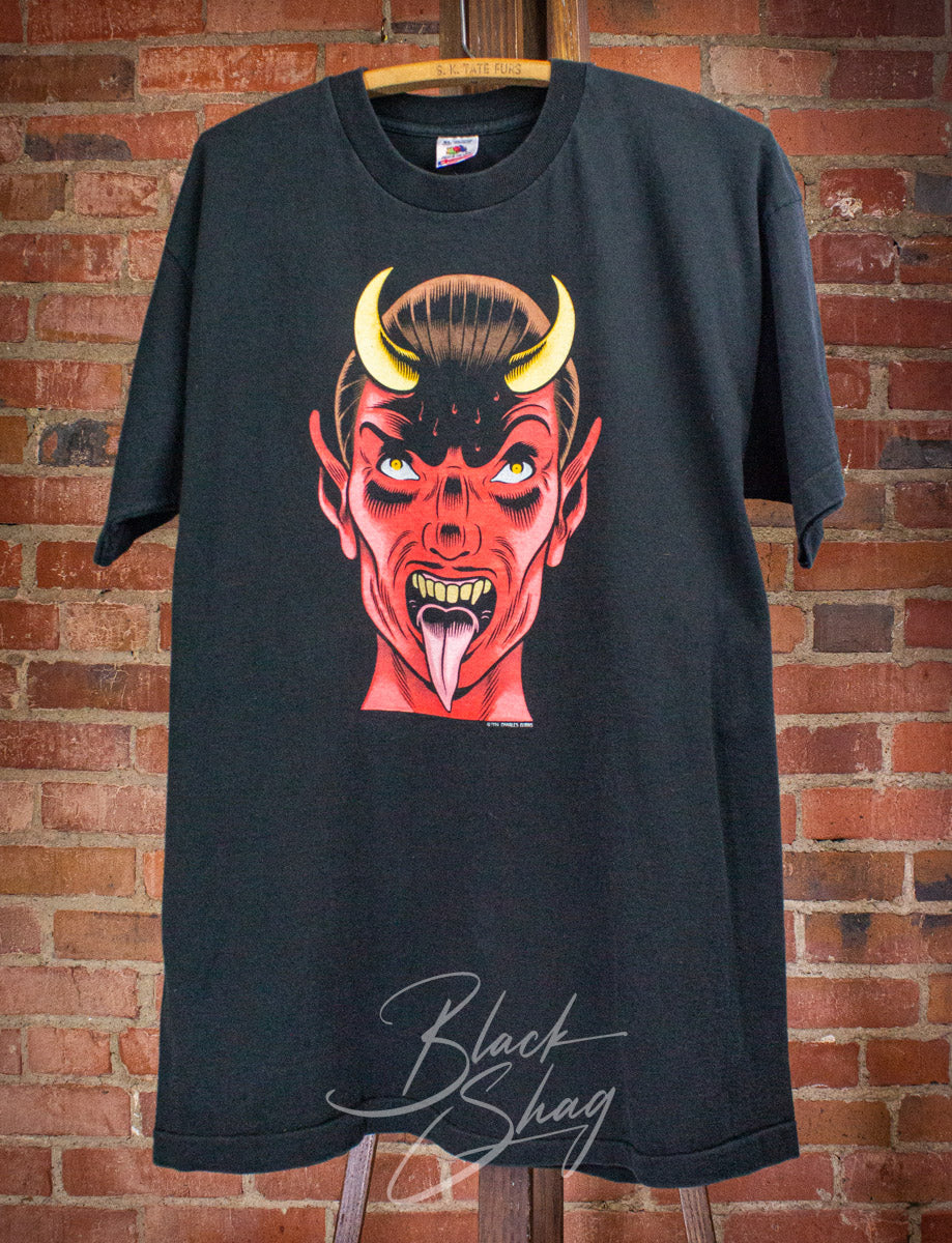 Vintage Charles Burns Devil Graphic T Shirt 1994 XL – Black Shag