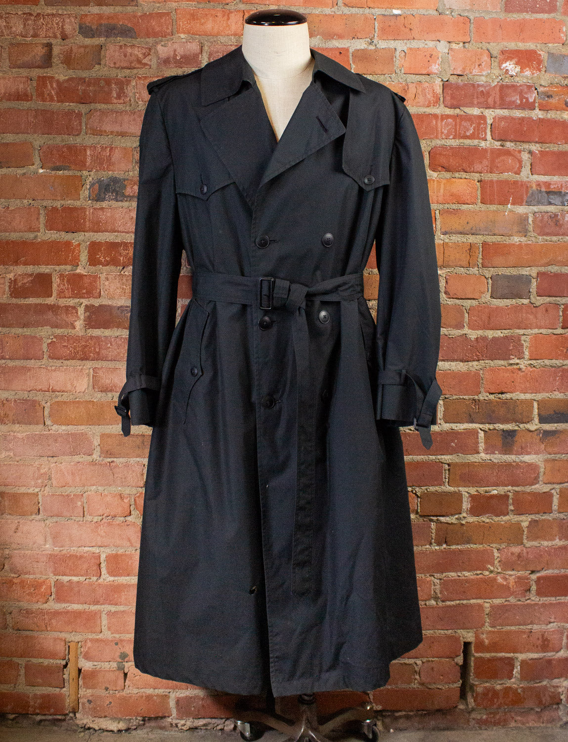 Vintage Christian Dior Le Connaisseur Black Trench Coat with Removable Wool Liner 80s XL