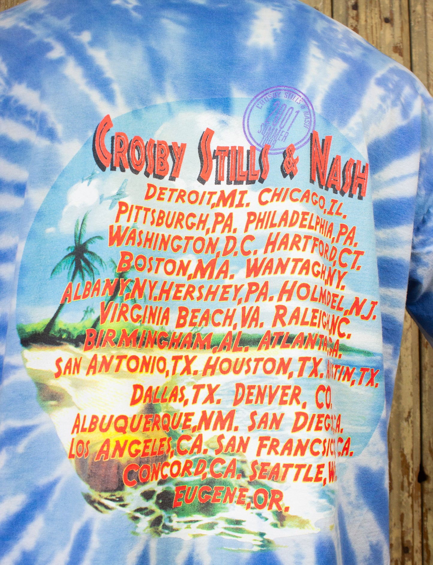 Vintage Crosby Stills & Nash Concert T shirt 2001 Tie Dye XL