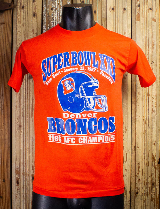Vintage Denver Broncos Superbowl Graphic T Shirt 1987 Orange Small