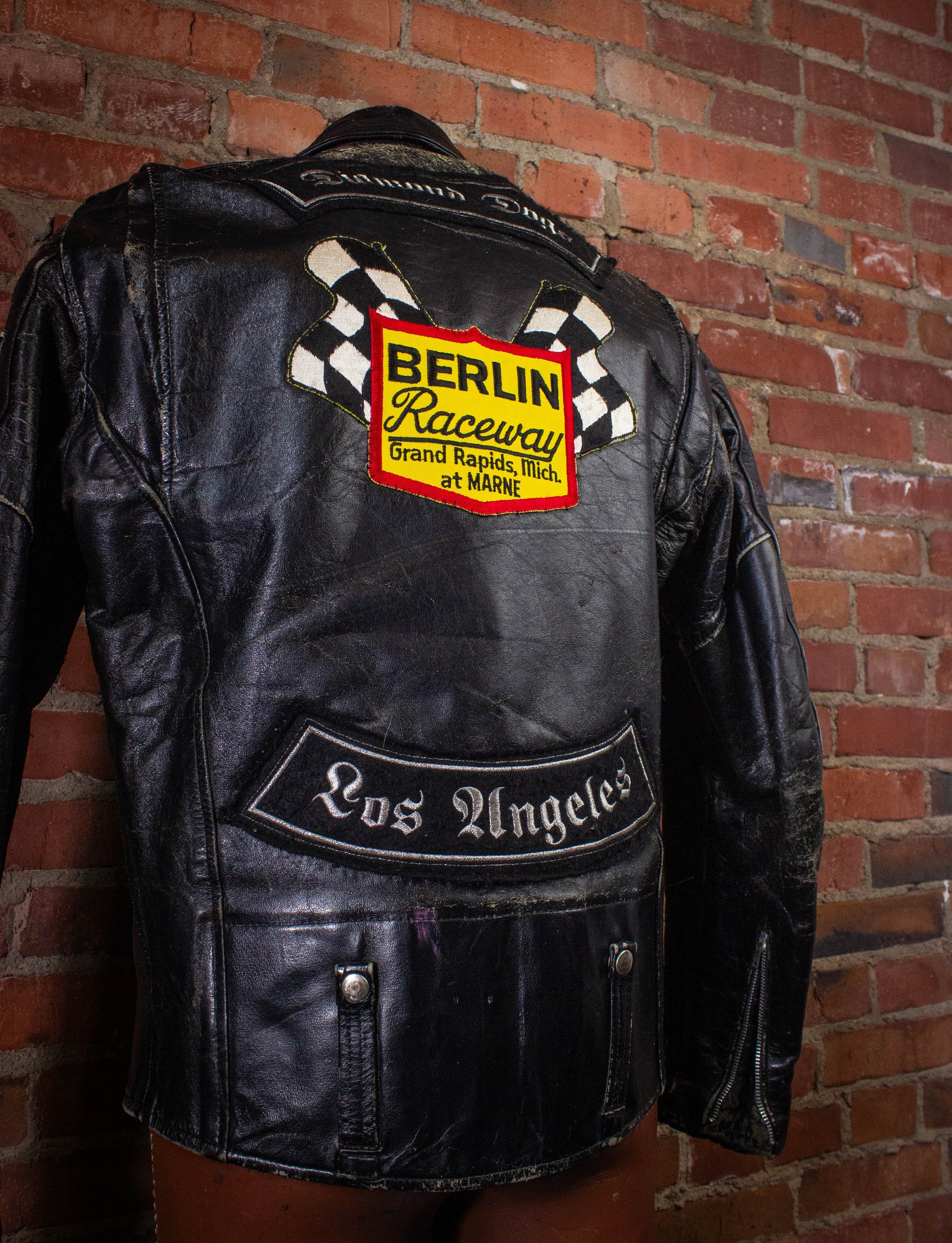 Vintage Diamond Dogs Leather Biker Jacket Black XL