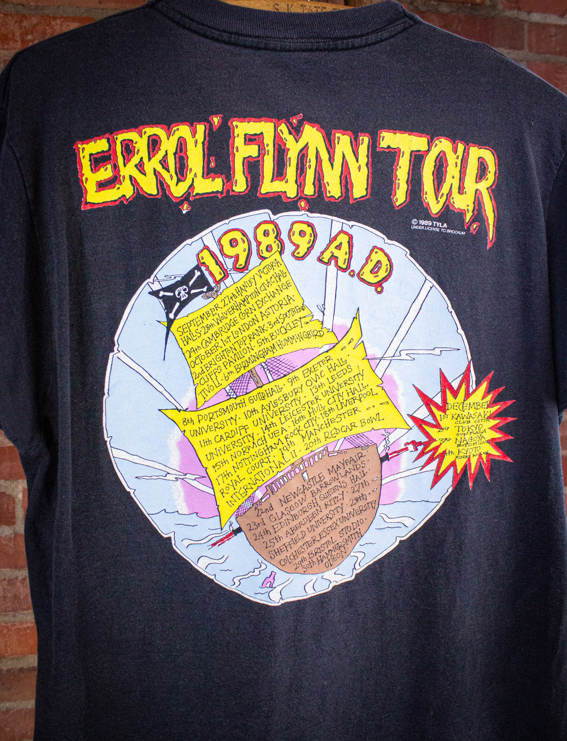 Vintage Dogs D' Amour Errol Flynn Concert T Shirt 1989 Black Medium