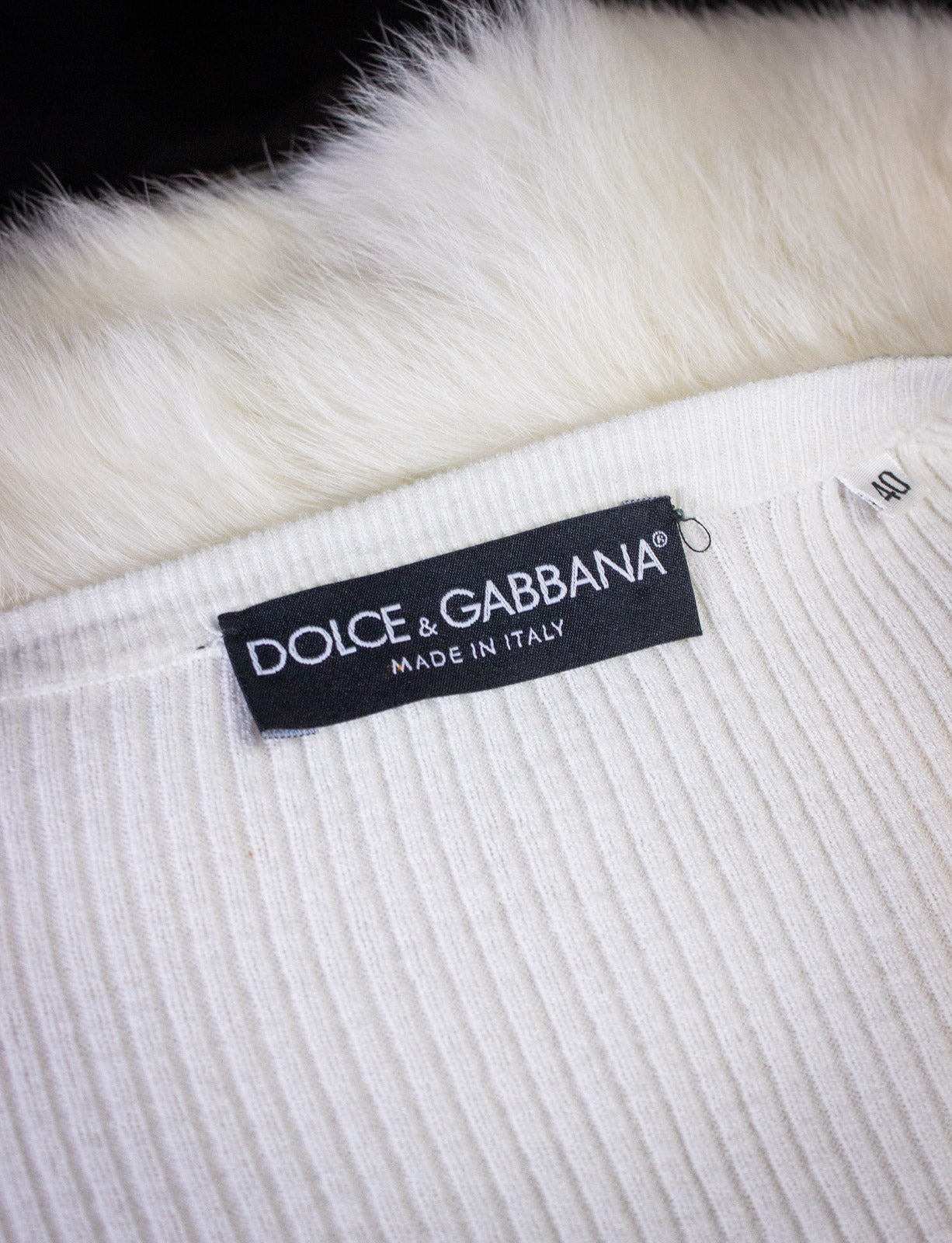 Dolce & Gabbana White Ribbed Cardigan Sweater XS S Y2K