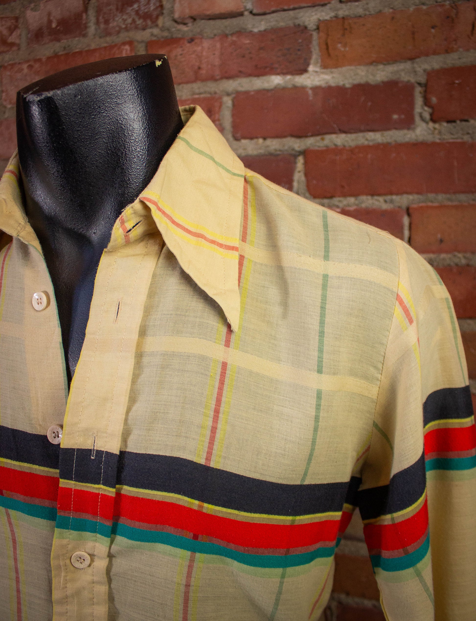 Vintage El Toro Bravo Striped Button Up Shirt Cream Medium