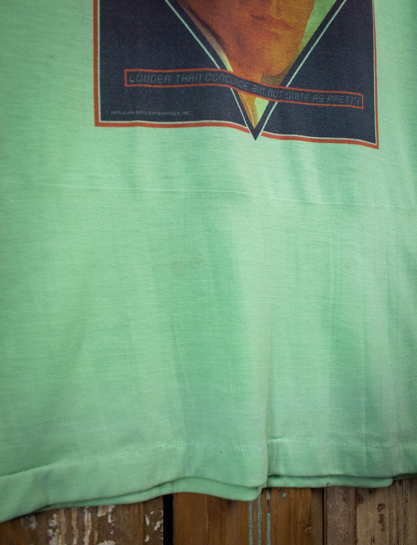 Vintage Elton John Louder Than Concorde Concert T Shirt 1976 Neon Green Small