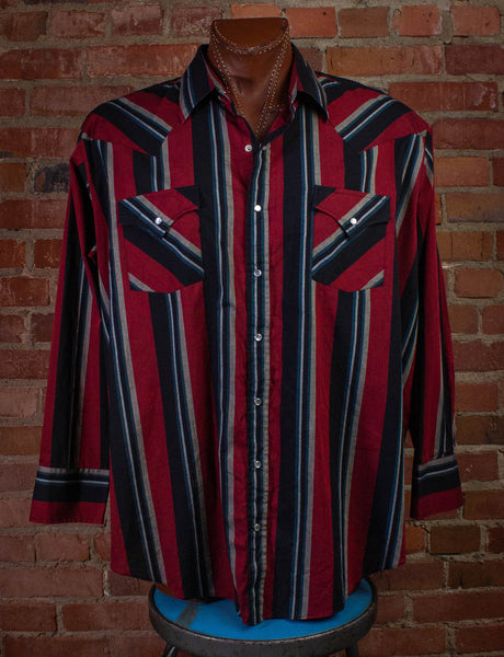 Vintage Ely Plains Striped Pearl Snap Western Shirt 2XL – Black