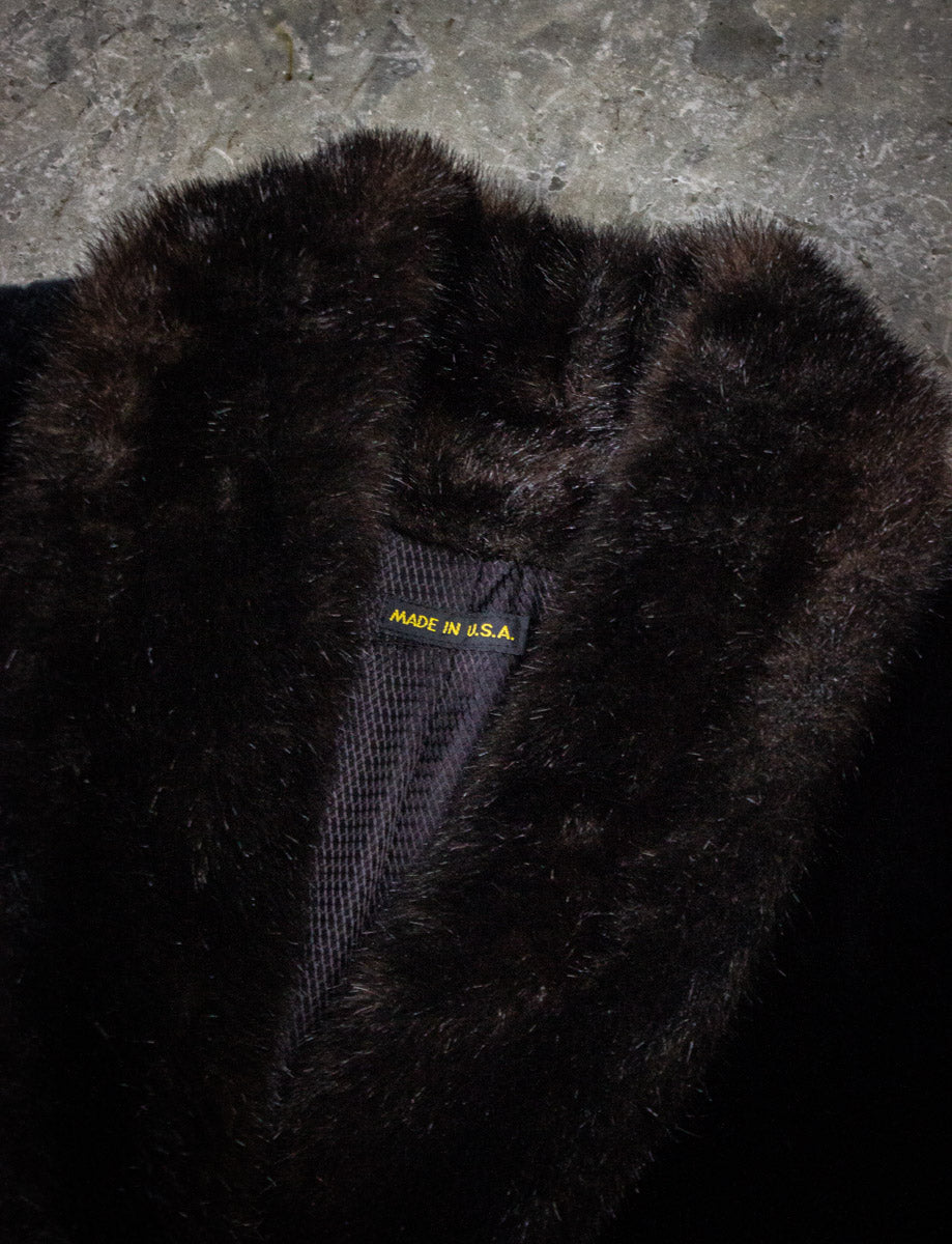 Vintage Faux Fur Black Coat XL
