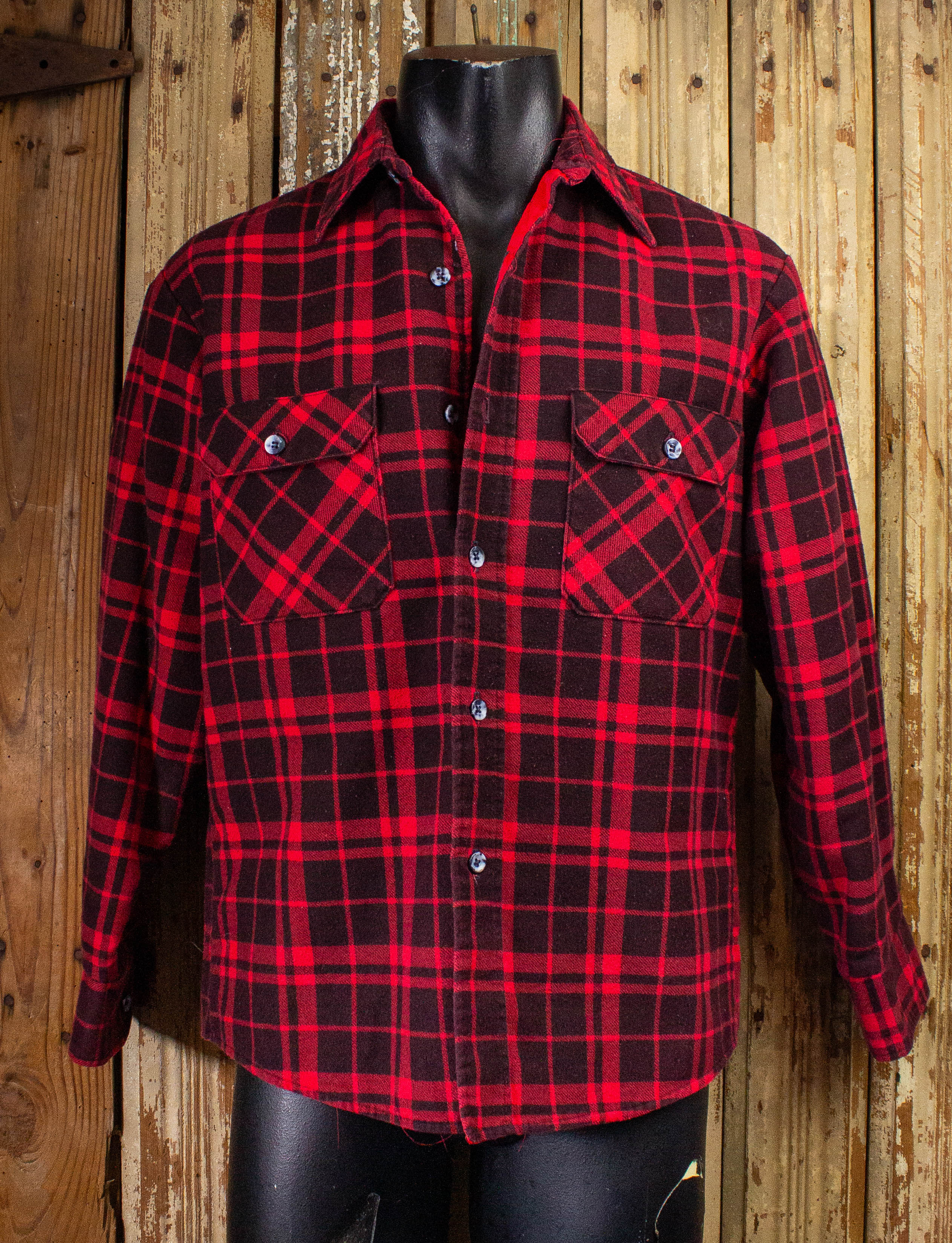 Vintage Fieldmaster Plaid Quilt Lined Flannel Shirt Red/Black