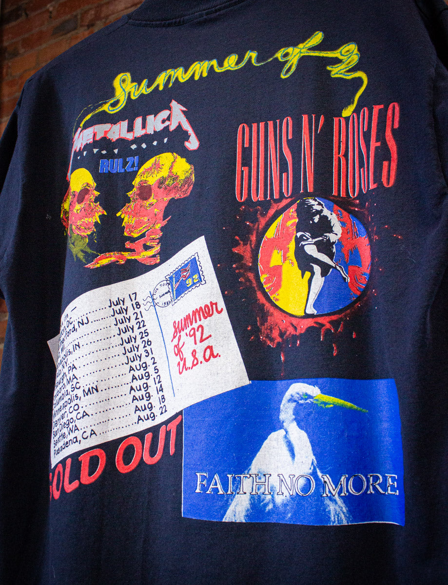 Vintage Guns 'n' Roses Metallica Summer of '92 Concert T Shirt 1992 Black Large