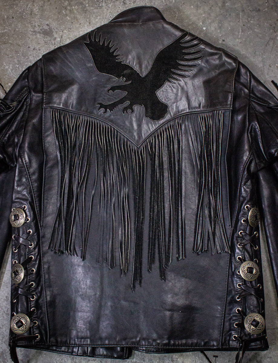 Vintage Gypsy Leather Eagle Fringe Cafe Racer Leather Jacket