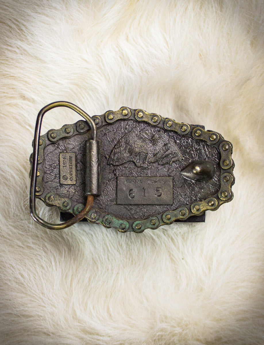 Vintage Harley Davidson Chainlink Brass Belt Buckle 1976