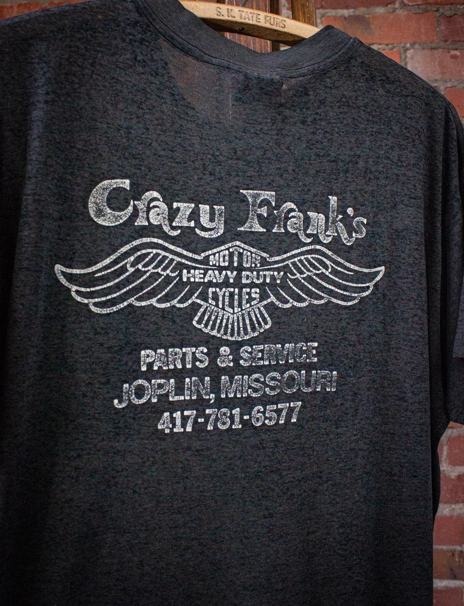 Vintage Harley Davidson Crazy Frank's 3D Emblem Graphic T Shirt 80s XL