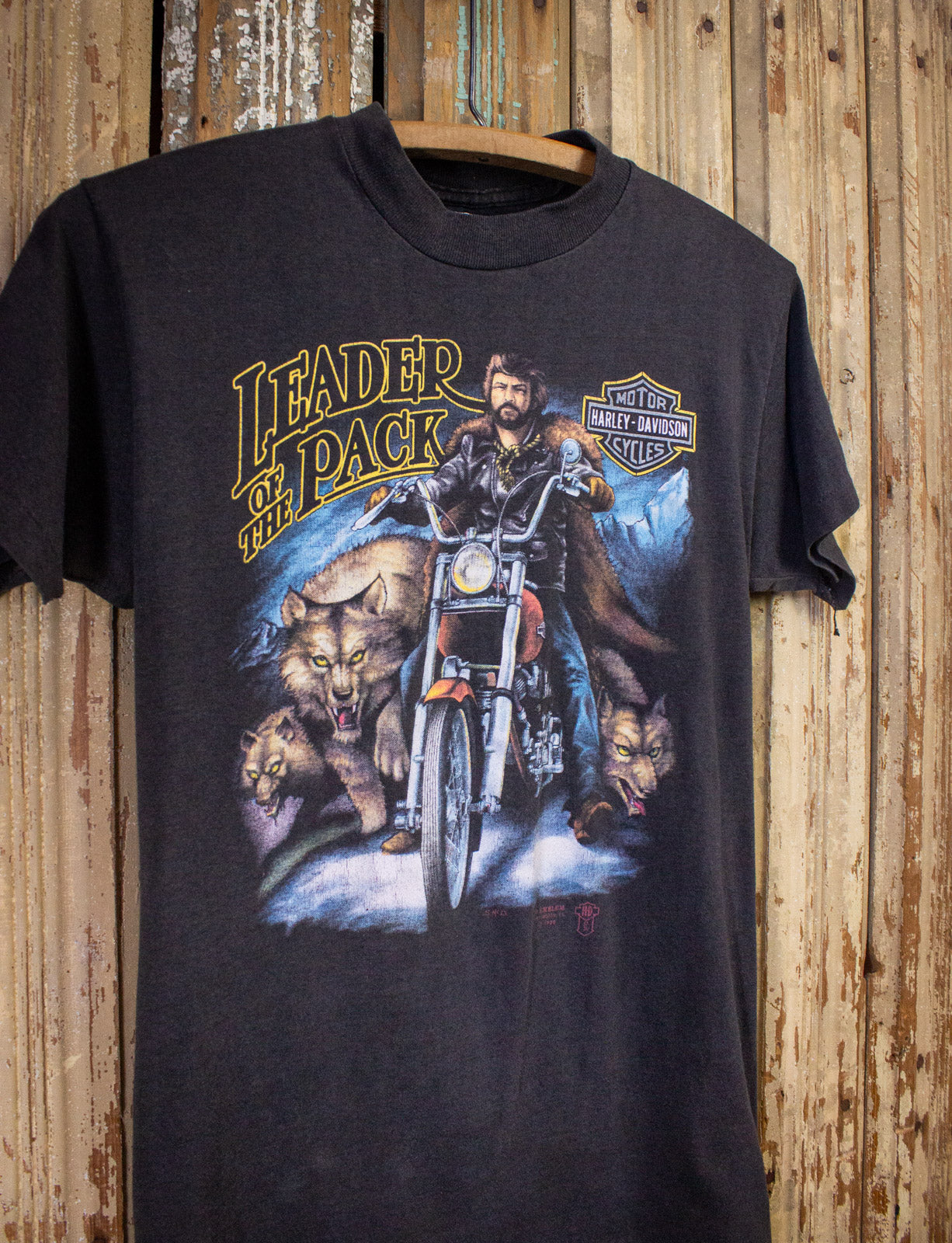 Vintage Harley Davidson Leader Of The Pack Graphic T Shirt 1988 Black Small