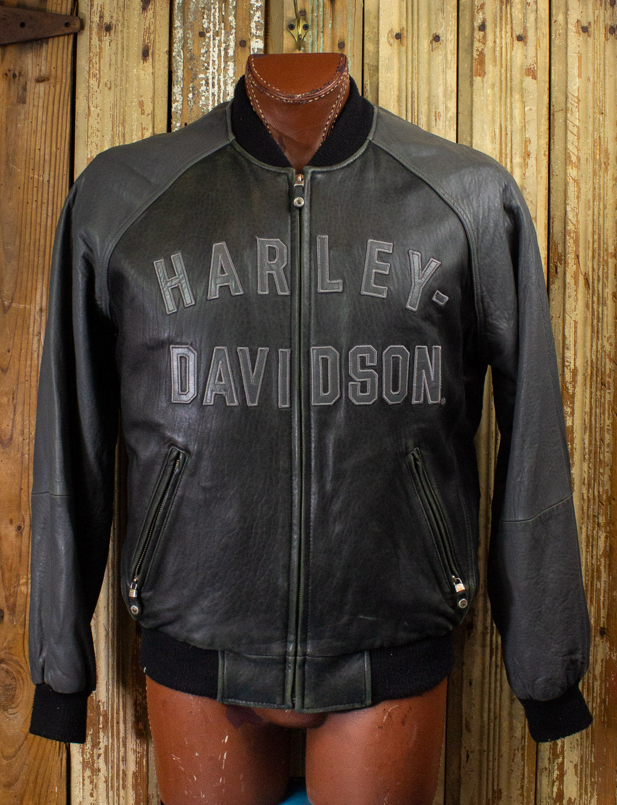 Vintage Harley Davidson 100th Anniversary Leather Bomber Jacket 2003 X Black Shag Vintage