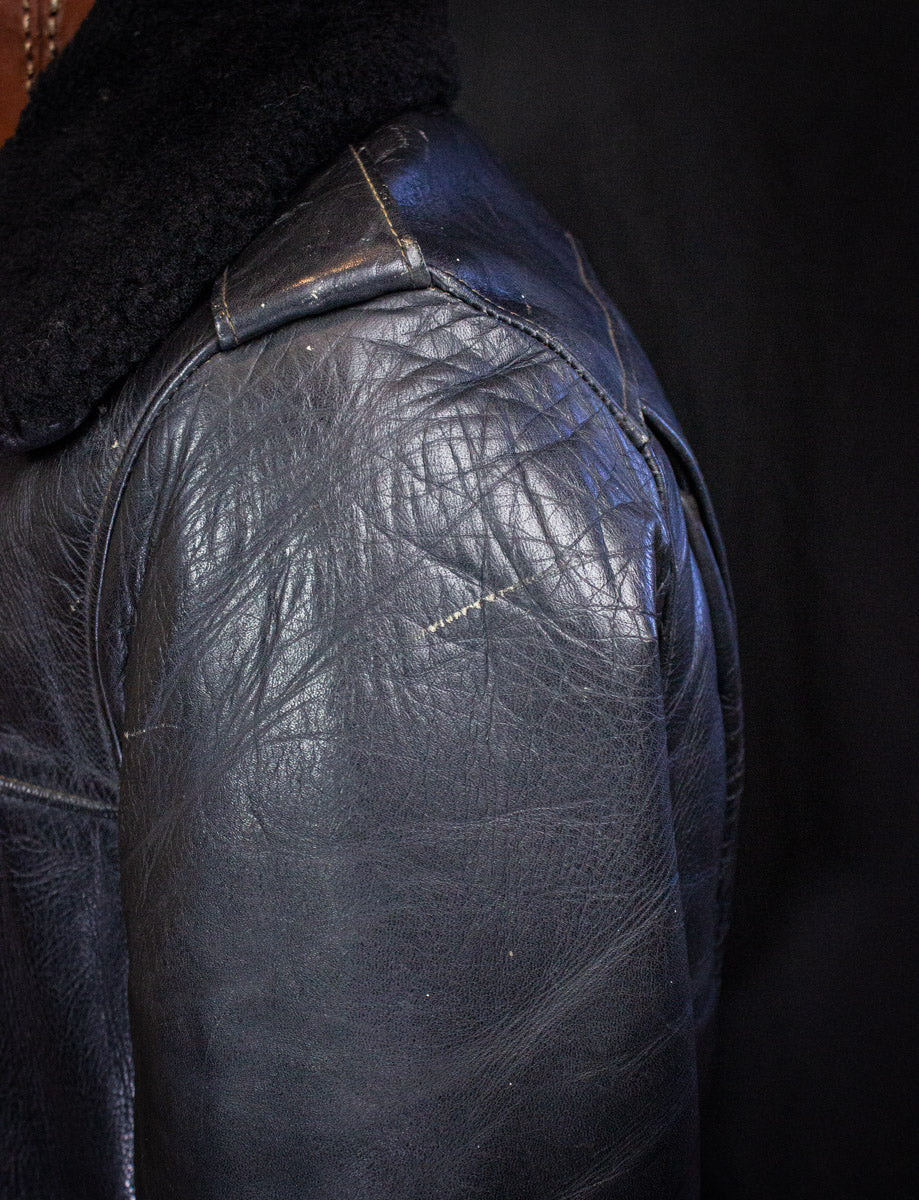 Vintage Harley Davidson Police Patrol Black Leather Moto Jacket 60s Large/XL