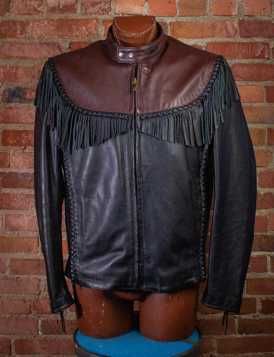 Vintage Harley Davidson Willie G Leather Fringe Jacket Black/Red XL
