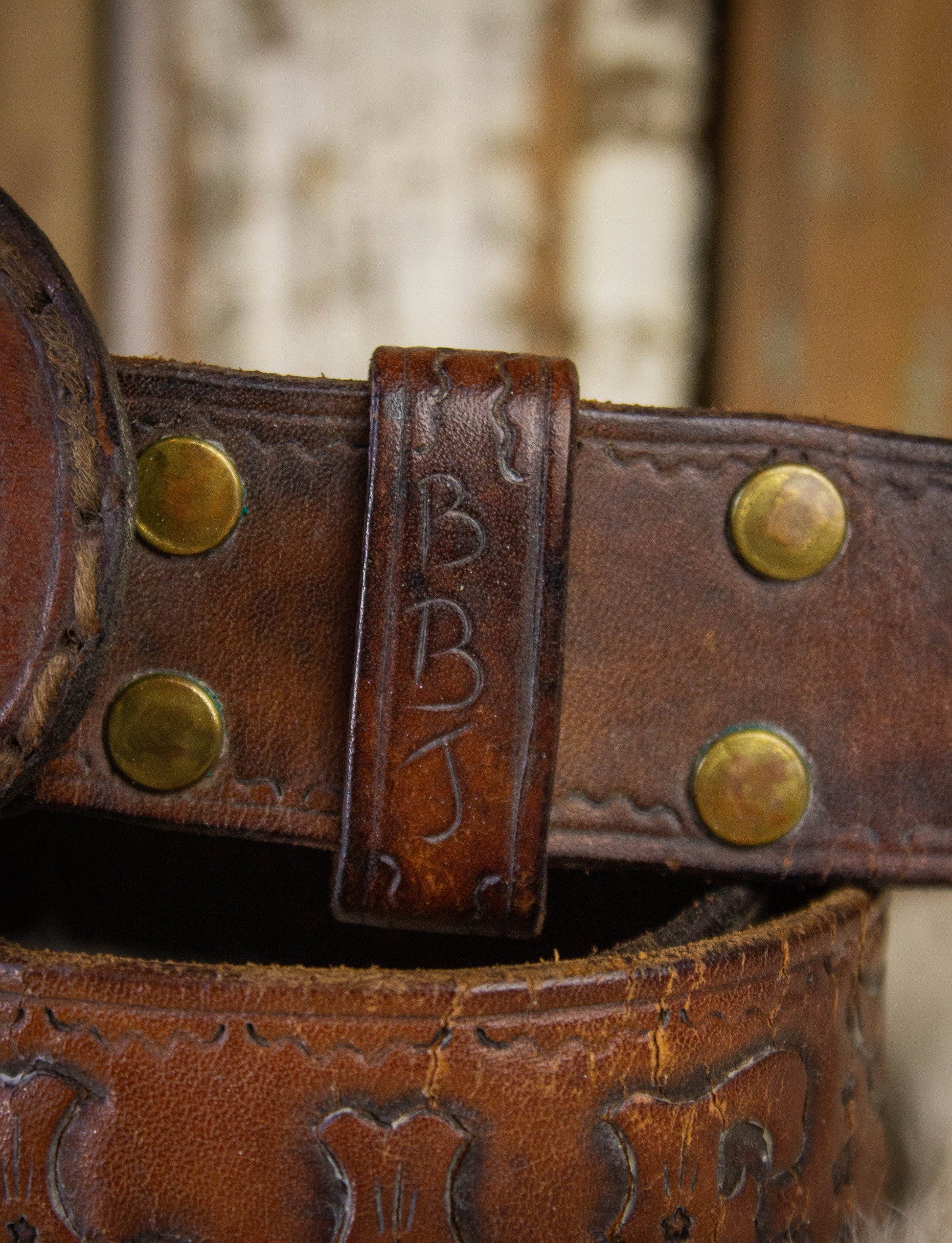 Vintage Hog Heaven Cycle Accessories Brown Leather Belt 1990