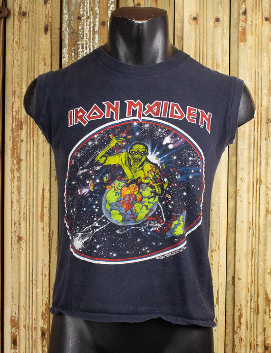 Vintage Iron Maiden World Piece Tour Concert Muscle T Shirt 1983 Black Small