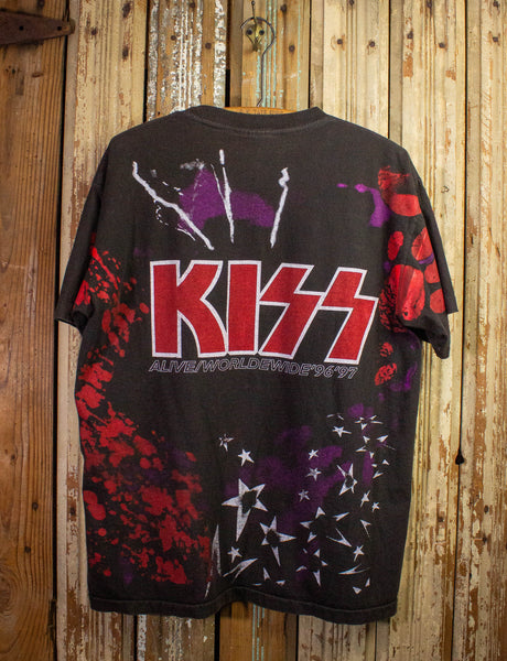 Vintage KISS Alive Worldwide All Over Print Concert T Shirt 1996-97