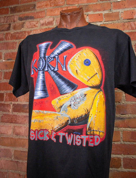 Vintage Korn Sick and Twisted Tour Concert T Shirt 2000 Black XL