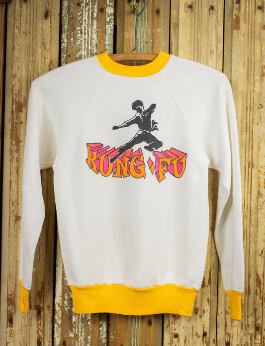 Vintage Kung Fu Crewneck Sweatshirt 70s White/Yellow XS