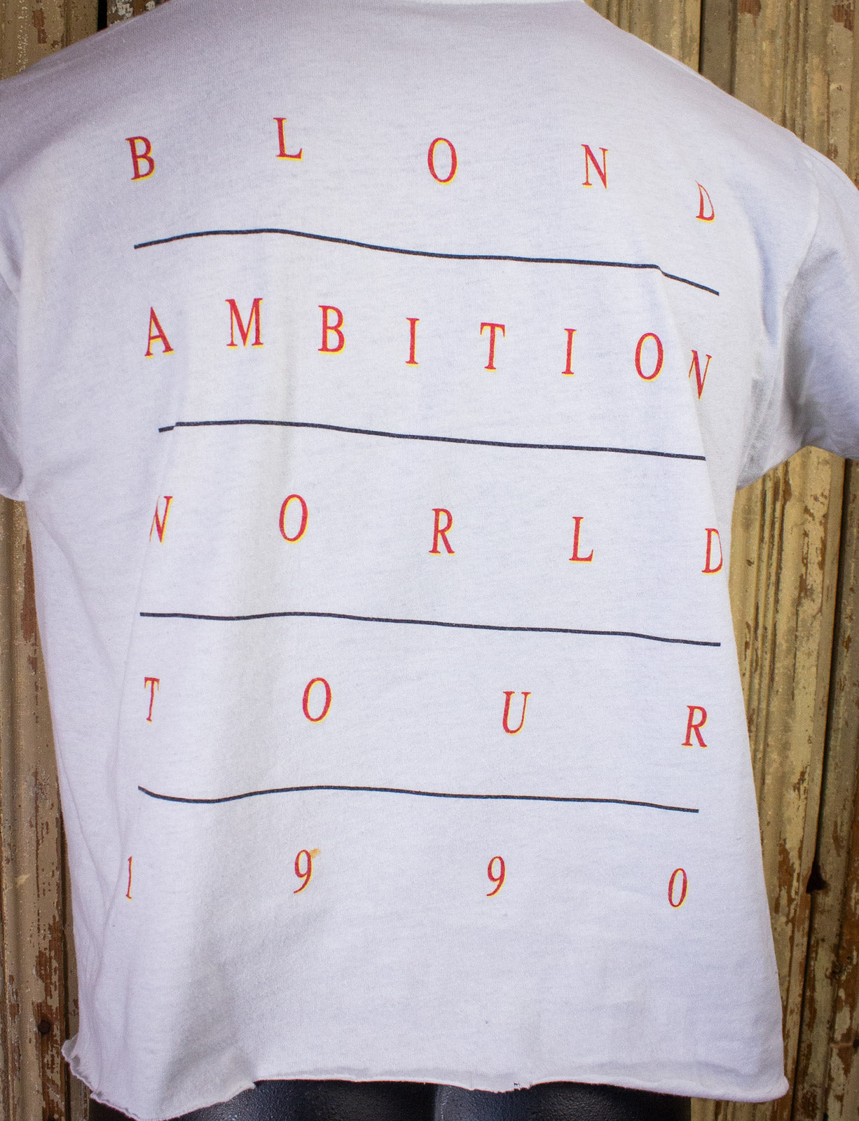Vintage Madonna Blond Ambition World Tour Cropped Concert T Shirt 1990 White Medium
