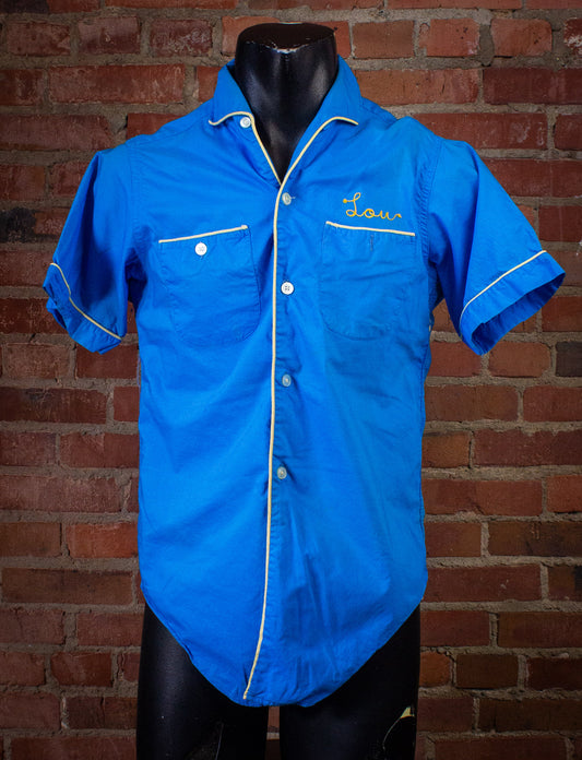 Vintage Don Carter Colonial Card Lou Bowling Shirt 50s Blue Small