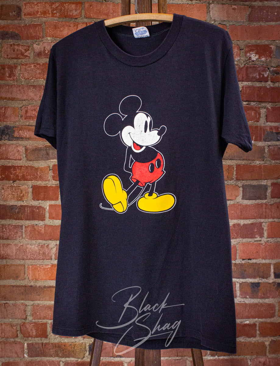 Vintage Mickey Mouse Graphic T Shirt 80s Black Large – Black Shag