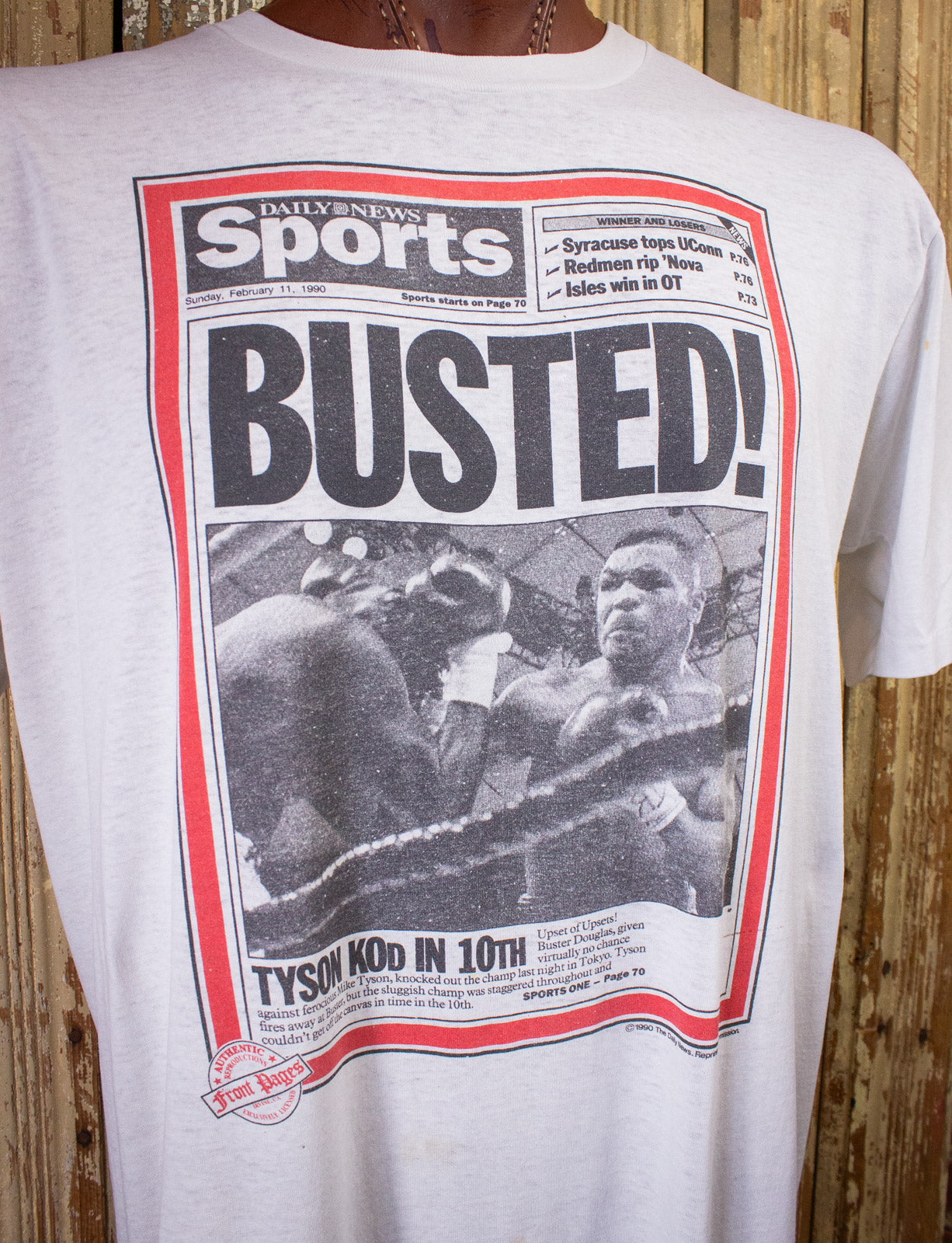 Vintage Mike Tyson Busted! Graphic T Shirt 1990 White XL