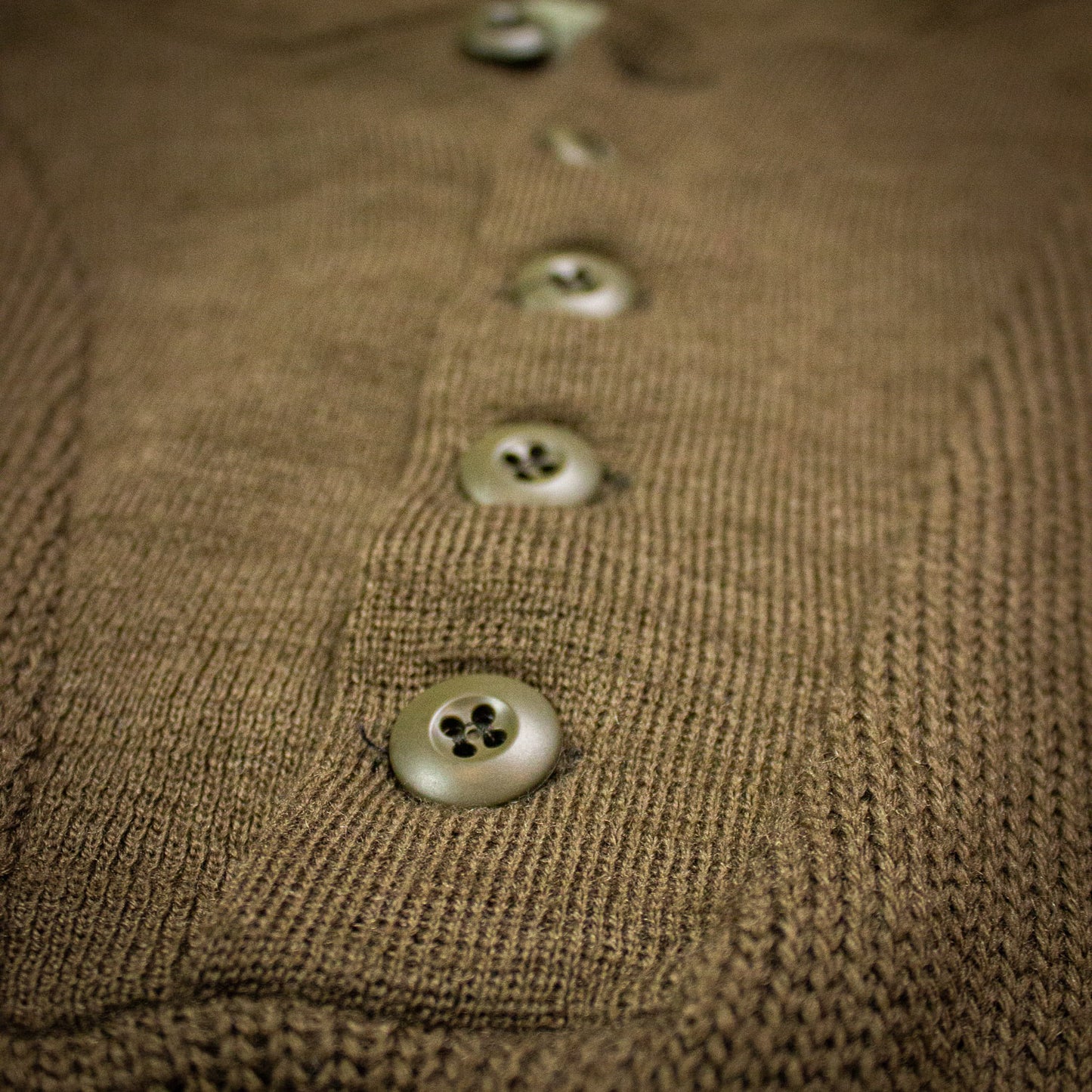 Vintage Military Henley Sweater Brown Large
