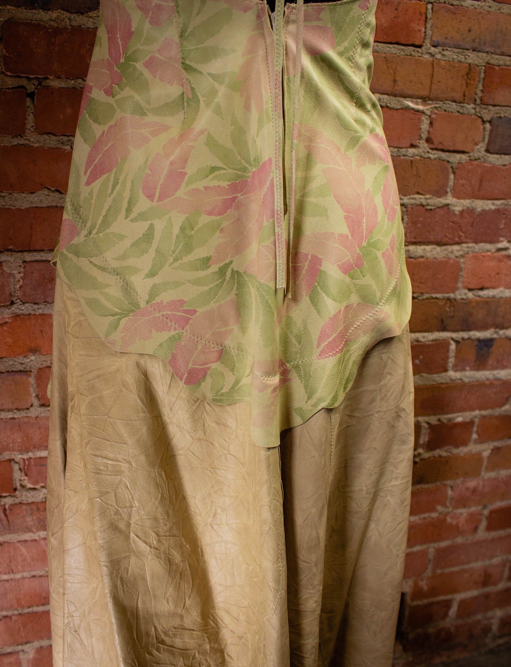 Vintage Natasa Fairy Handkerchief Leather Dress Pink/Green S