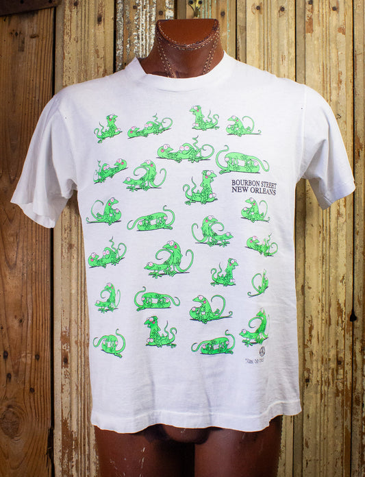 Vintage New Orleans Lizard Sex Graphic T Shirt 90s White Large