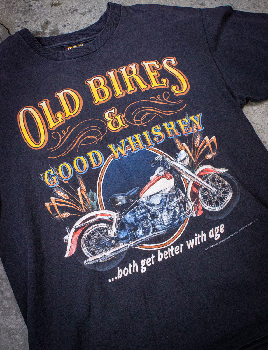 Vintage Old Bikes and Good Whiskey Graphic T Shirt 1993 Large