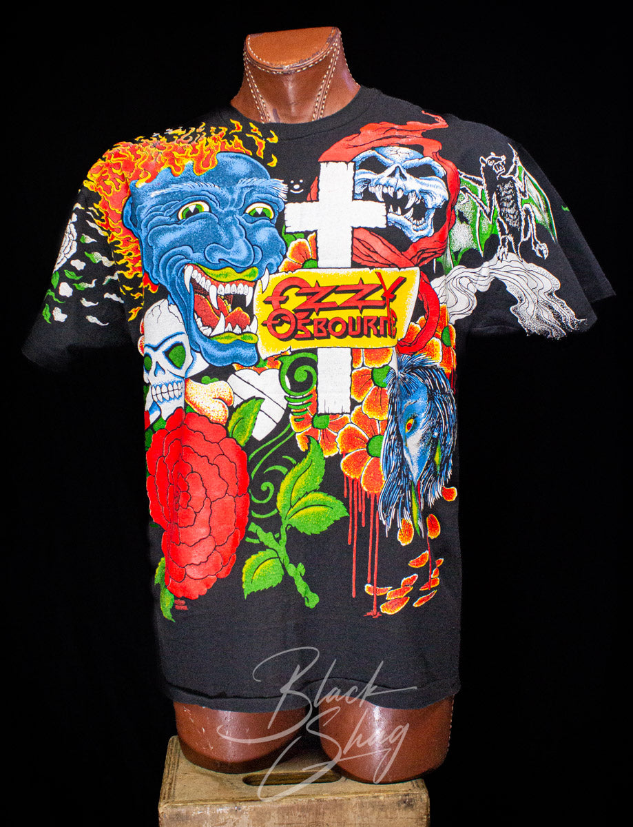 Vintage Ozzy Osbourne Tattoos AOP Concert T Shirt 1992 XL – Black