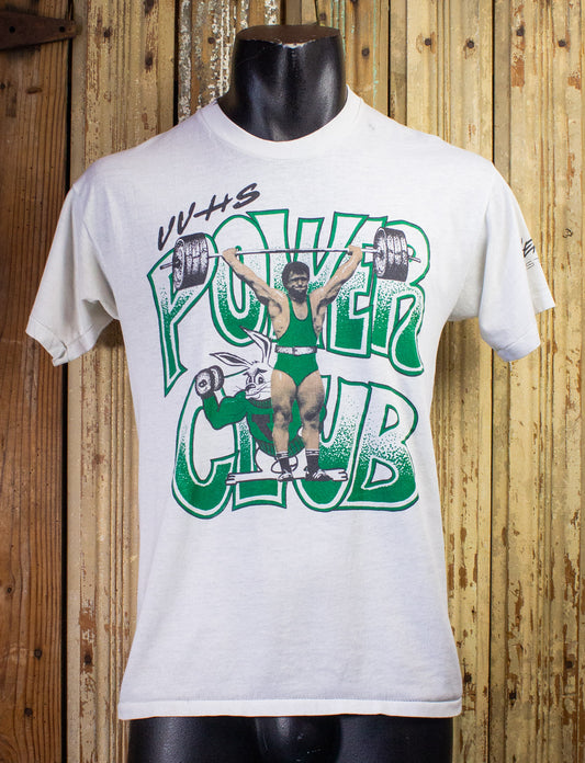 Vintage Power Club Graphic T Shirt 80s White Medium