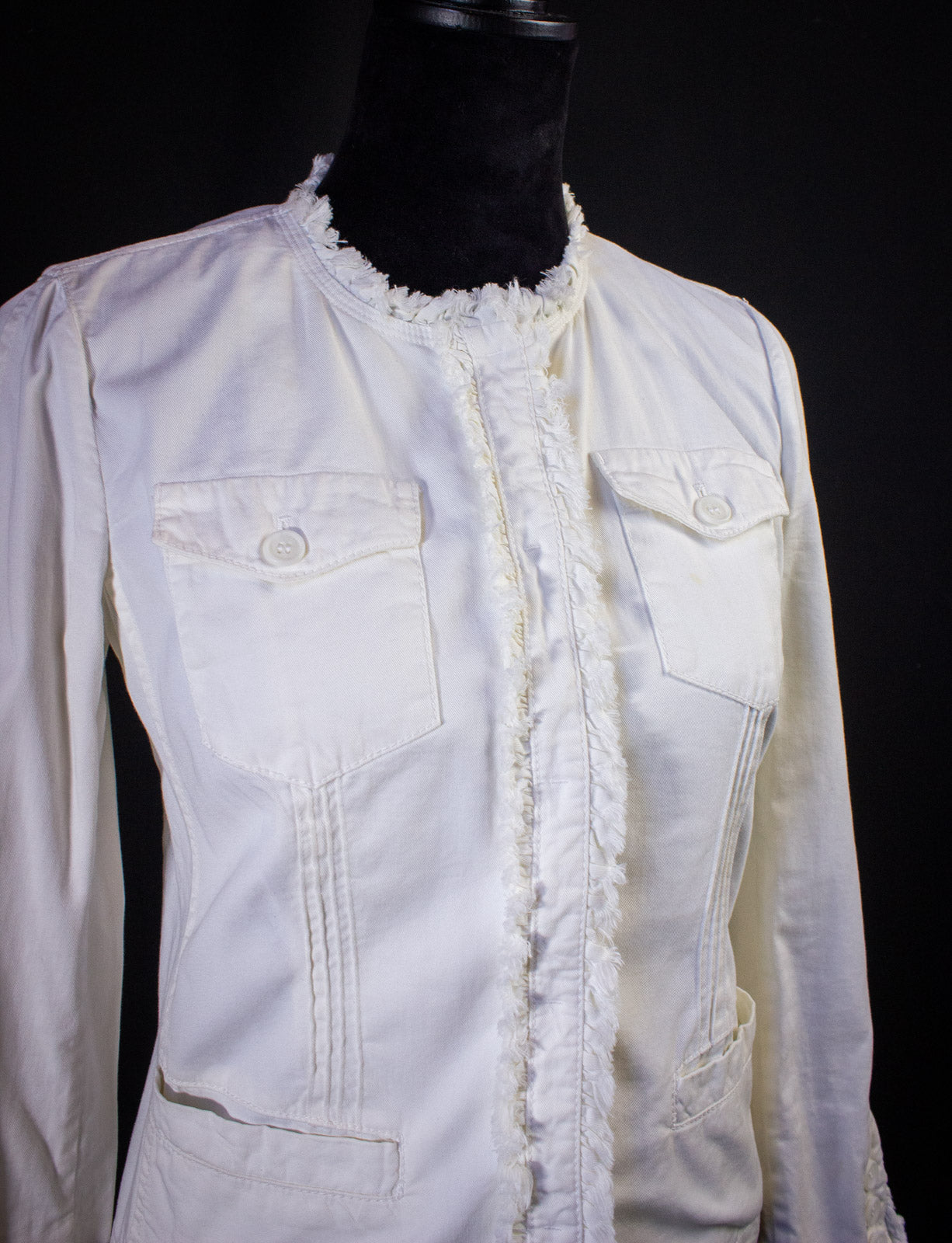 Vintage Prada Frayed Hem Jacket White Small