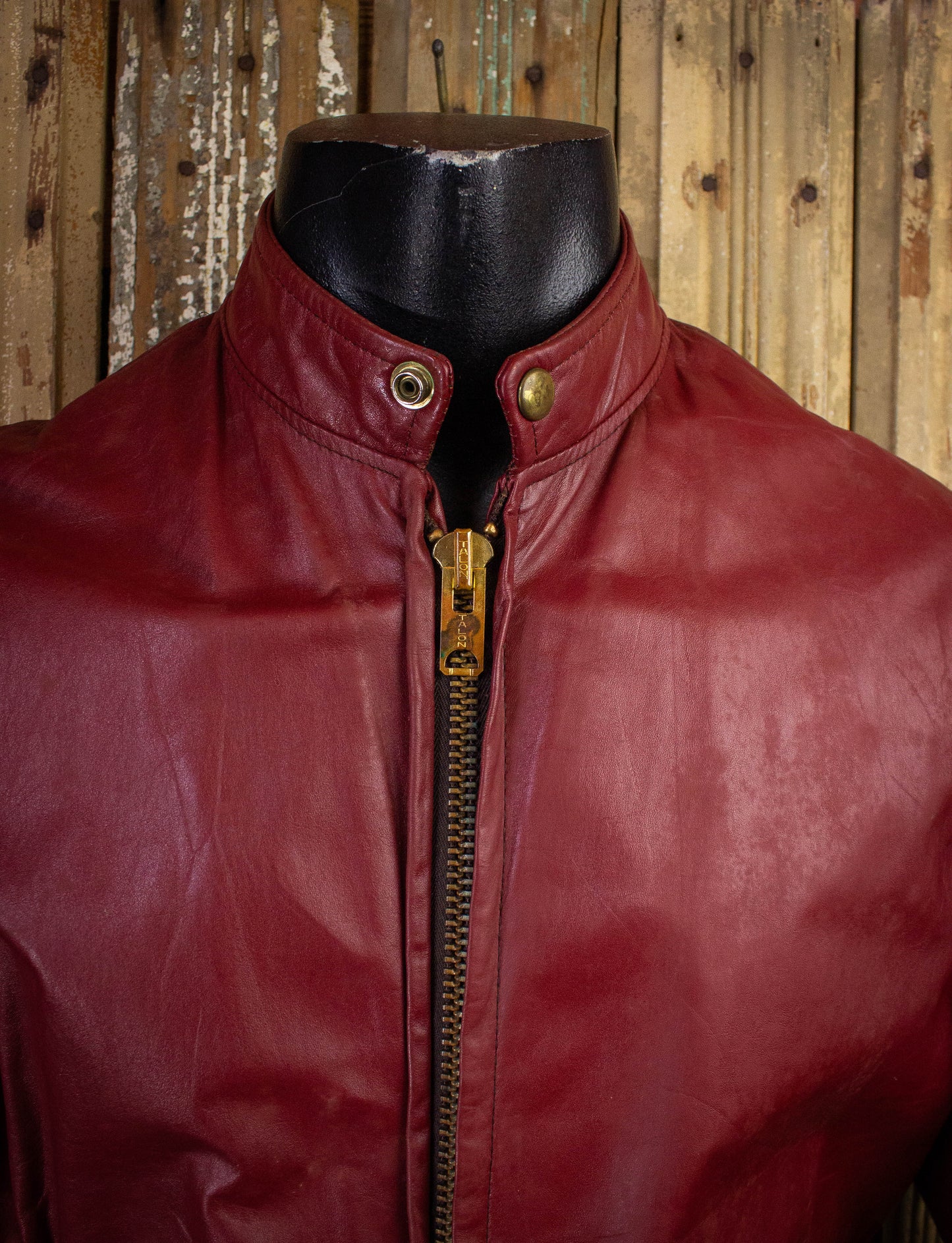 Vintage Red Cafe Racer Leather Jacket 70s Large