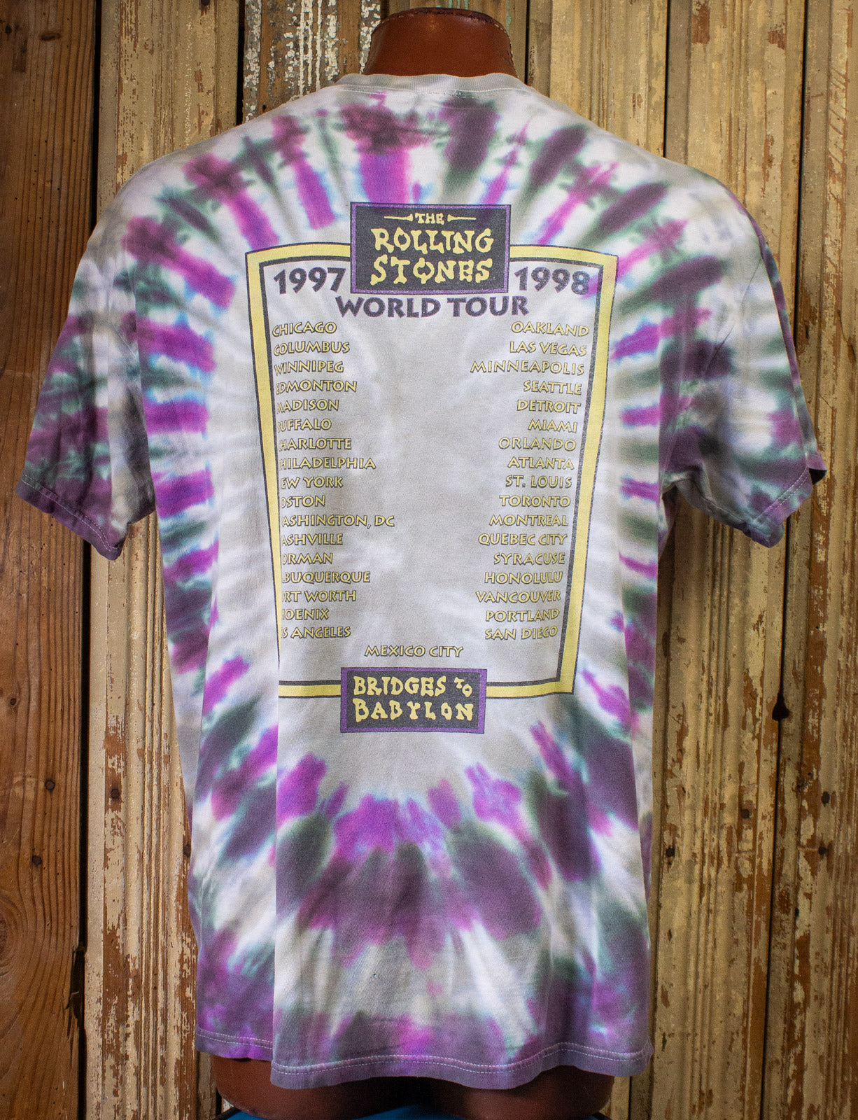Vintage Rolling Stones Bridges To Babylon Concert T Shirt 1997-98 Tie Dye 2XL