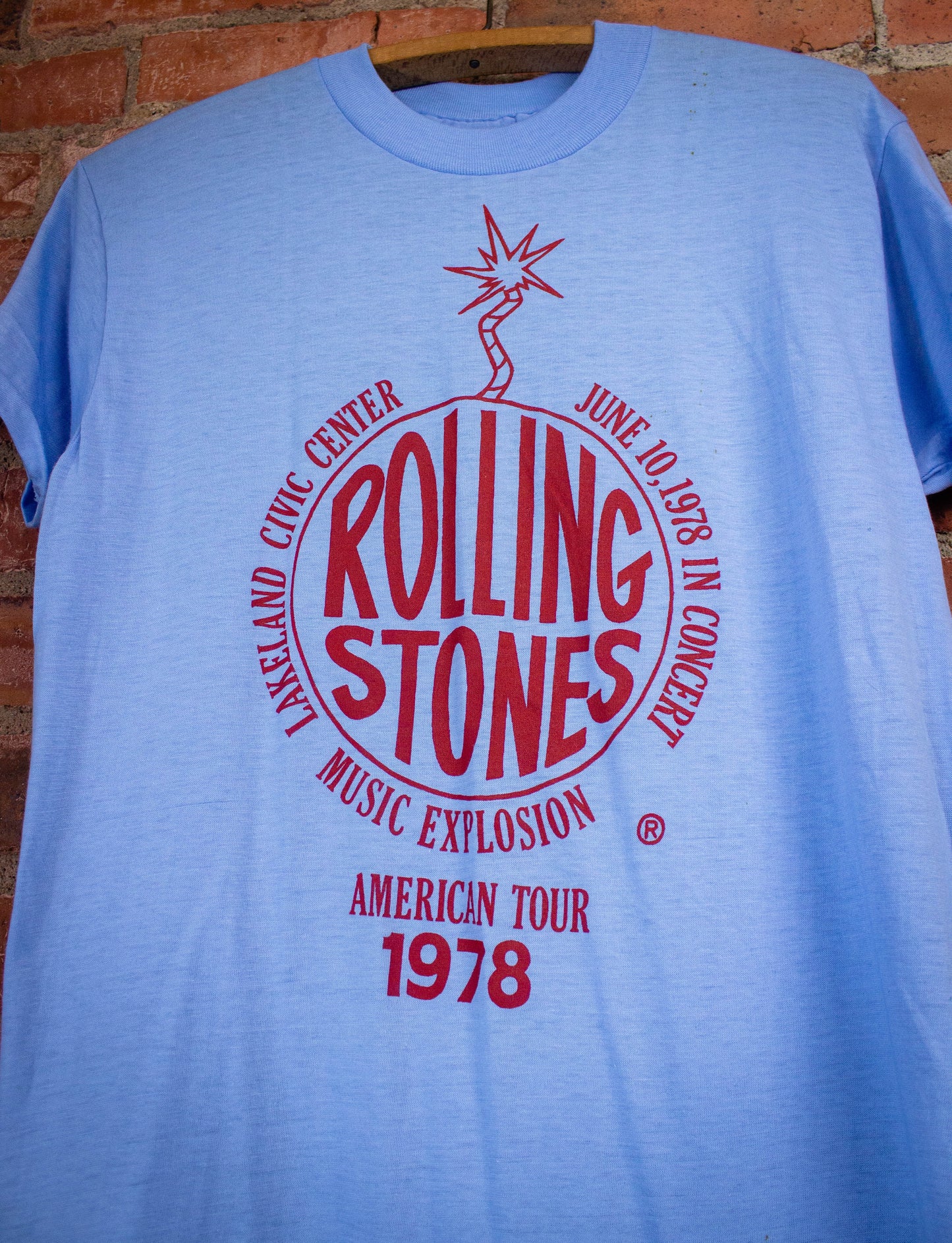 Vintage Rolling Stones Music Explosion Concert T Shirt 1978 Blue Small/Medium